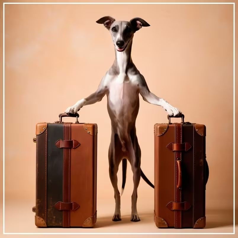 Whippet con maletas