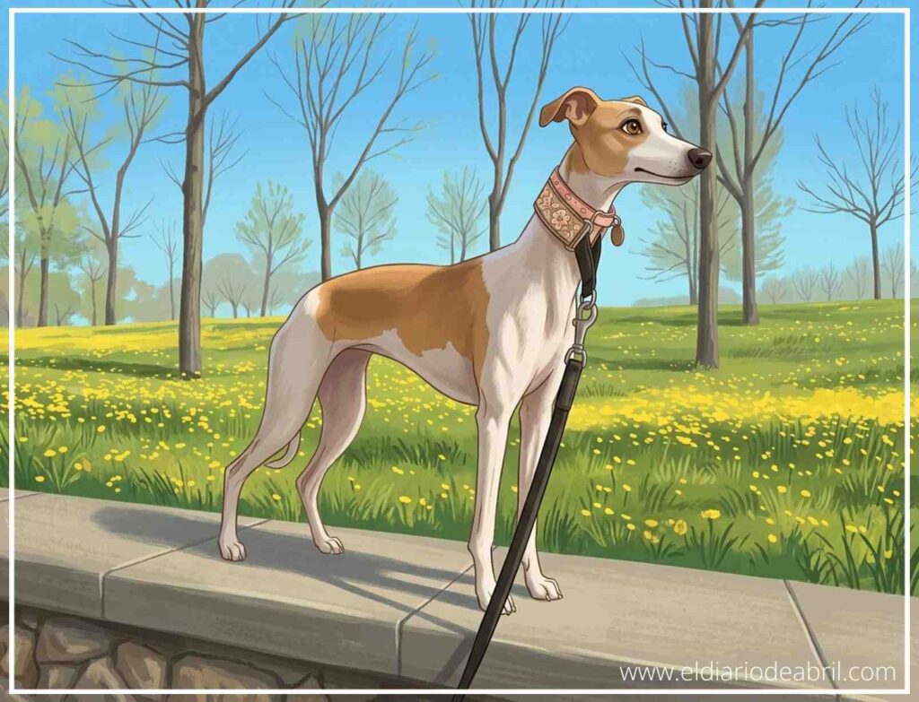 Nuestra Whippet Abril, disfrutando de un parque al sol y buen clima